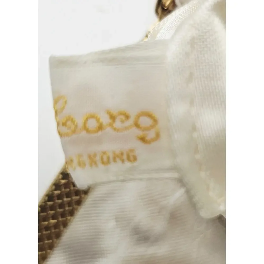 Vtg Walborg Micro Beaded Evening Bag w/Kiss Lock, Mother Of Pearl Trim HongKong